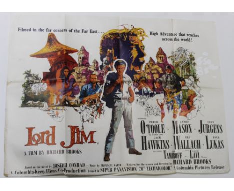 A quad poster for 'Lord Jim', 1965 starring Peter O'Toole, 30 x 40ins, approx 75 x 100cm. CONDITION REPORT Small tears, Tipp-