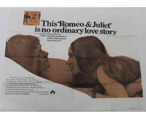 A quad poster for 'Romeo and Juliet', 1968 Zeffirelli version, 30 x 40ins, approx 75 x 100cm. CONDITION REPORT Small tears.