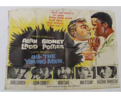A quad poster for 'All the Young Men', 1960 starring Sidney Poitier, 30 x 40ins, approx 75 x 100cm. CONDITION REPORT Small te