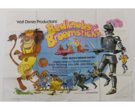 A quad poster for 'Bedknobs and Broomsticks', 1971 Disney film, 30 x 40ins, approx 75 x 100cm. CONDITION REPORT Small centre 