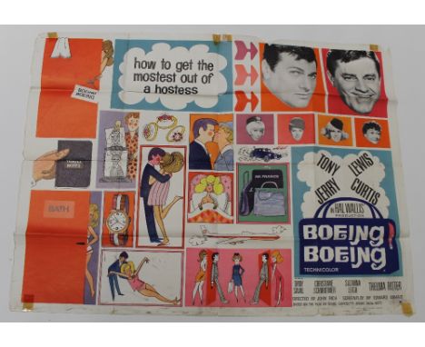 A quad poster for 'Boeing, Boeing', 1965 starring Tony Curtis and Jerry Lewis, 30 x 40ins, approx 75 x 100cm. CONDITION REPOR