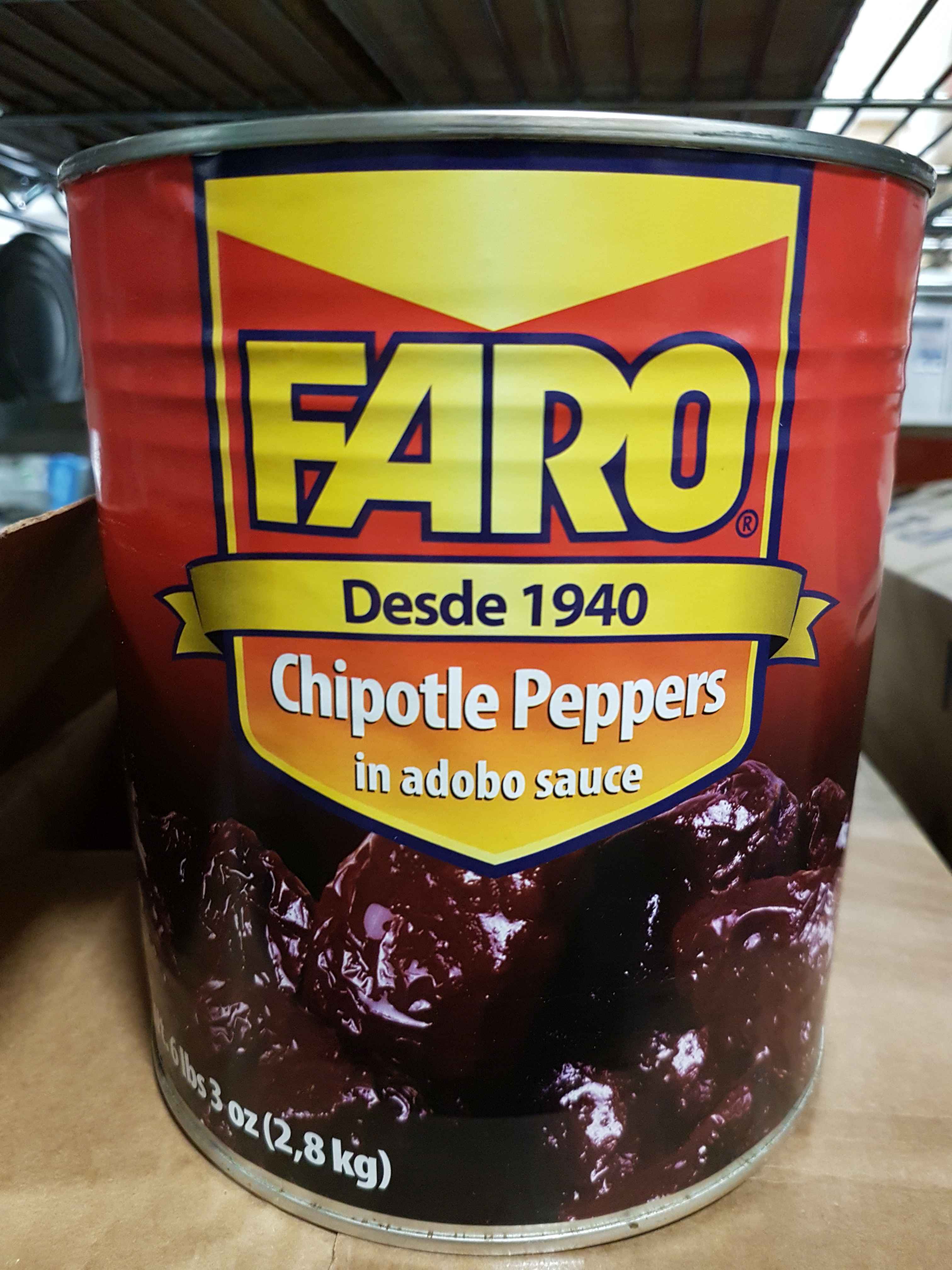 Faro Chipotle Peppers in Abodo Sauce 6 x 2.8 KG Cans, Notes dented