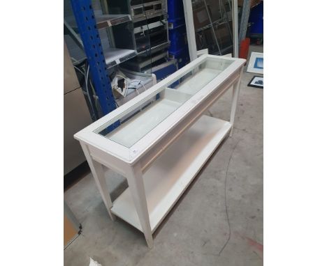 * white console table with compartment and undershelf - 1330w x 370d x 770h