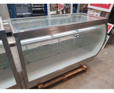 * glass fronted shop counter with shelf and drawers with edge - 1600w x 700d x 980h