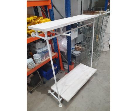 * tubular cast iron wall mounted clothes rail with top and under shelf - 1450w x 1500w x 1680h