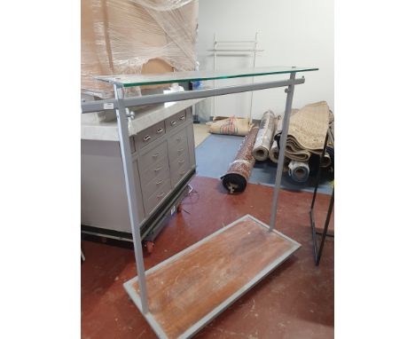 * clothes hanging rail on castors wth glass top shelf  1500w 