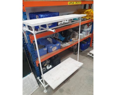* tubular cast iron wall mounted clothes rail with top and under shelf - 1450w x 1500w x 1680h