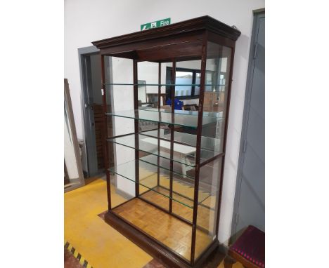 * Edwardian antique shop display unit - with mirrored back panel and glass sides and shelves. 1200w x 450d x 2000h