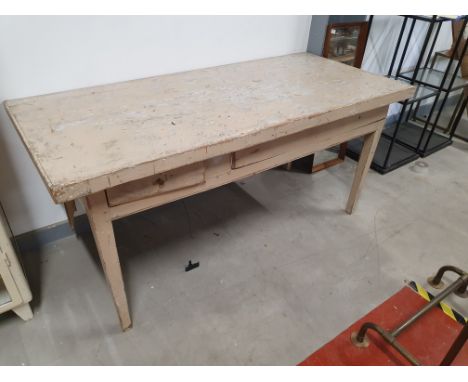 * vintage table with drawer - 1680w x 770d x 800h - one leg in need of repair 