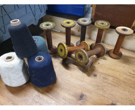 * quantity of vintage bobbins and thread 