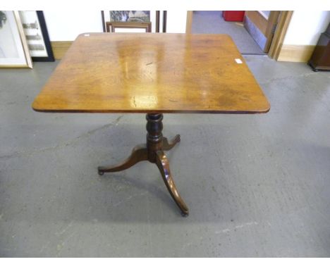 A 19TH CENTURY MAHOGANY TRIPOD TABLE WITH OBLONG TOP