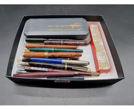 A collection of vintage fountain pens, to include a Mabie Todd &amp; Co 'Eternal'; and five others with 14ct nibs. 