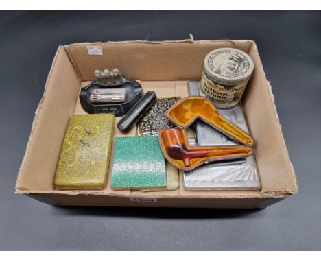 Tobacciana: a small quantity of pipes, cigarette cases and related, to include a cloisonne enamel example.&nbsp; 