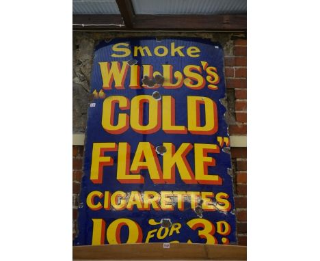 A vintage enamel 'Wills's "Gold Flake" Cigarettes' sign, 138.5 x 86.5cm.&nbsp; 