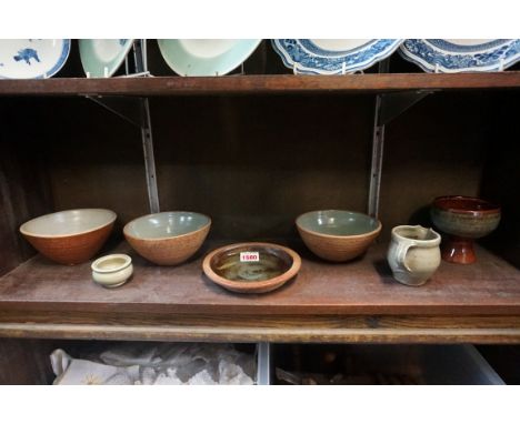 Studio Pottery: a collection of Leach and St Ives pottery, largest 14.5cm diameter. (7) 