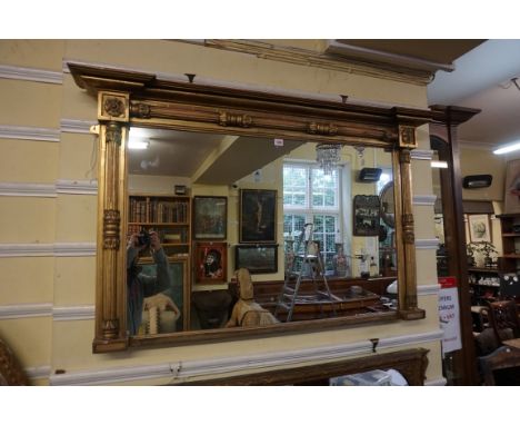 A George IV gilt framed overmantel mirror, 132.5cm wide, (glass replaced). 