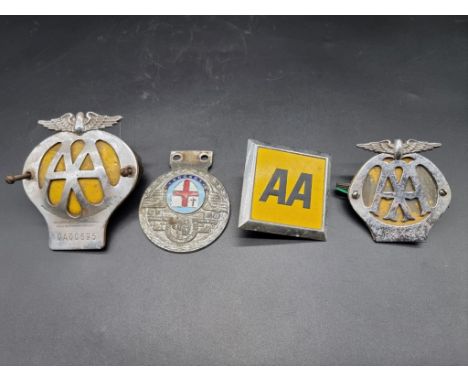 Automobilia: four car radiator badges, to include a 'London' enamel example.&nbsp; 