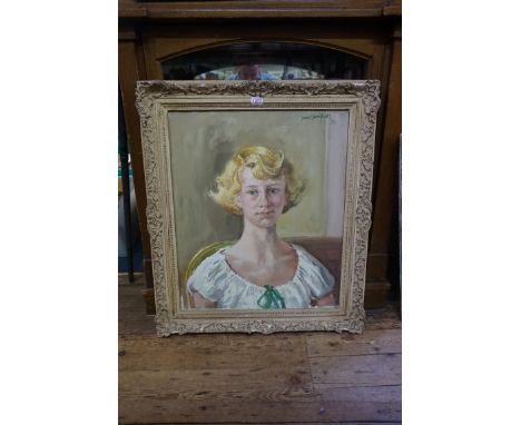 James Proudfoot,&nbsp;head and shoulders portrait of a young woman, signed and dated '54, oil on canvas, 60 x 50cm.&nbsp;&nbs