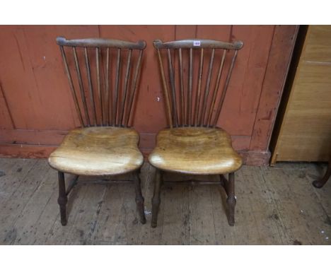 A pair of 19th century ash, beech and fruitwood stick back chairs.&nbsp; 