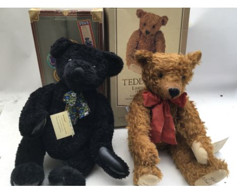 Collectors boxed Teddy bears, including Gotta Getty Gund bear ,limited edition #514 of 575, black, boxed and a limited editio