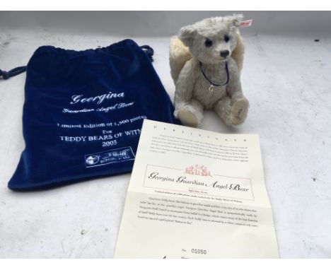 Steiff bear, Georgina guardian Angel bear, 2003, Teddy bears of Witney , in velvet bag, limited edition #1050 of 1500, comple