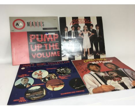 Four Vintage records a signed Chas &amp; Dave Well Pleased album James Bond Collection pump up the volume and Blondie Paralle