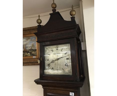 A 30 hour oak cased longcase clock with a silvered dial and movement by Thwaites, London c.1816.