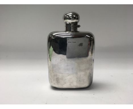 A silver hip flask Sheffield hallmarks 415 grams