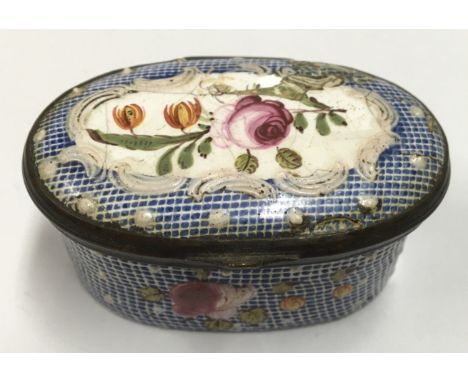 An 18th century Bilston enamel patch box.