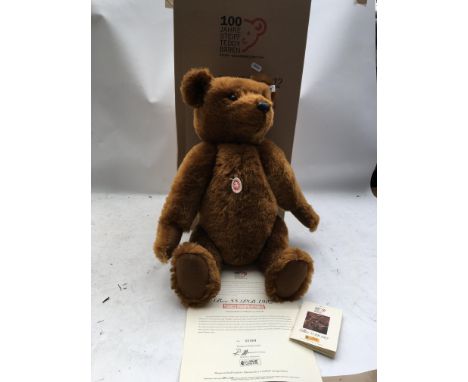 Steiff bear, Bear 55 PB,reproduction of the 1902 bear, boxed also included is the certificates and book