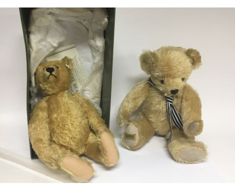 A boxed Steiff Harrods Musical Bear in a fitted box and limited edition MerryThought bear 989/1500.