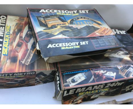 Scalextric, a collection including LeMans 24 set, Mighty metro set and an accessory set, untested - NO RESERVE