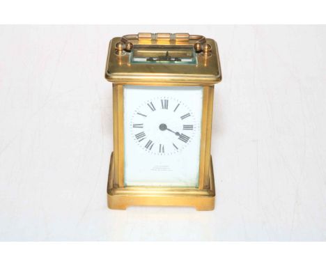 French gilt brass carriage clock retailed by J C Vickery, Regent Street West