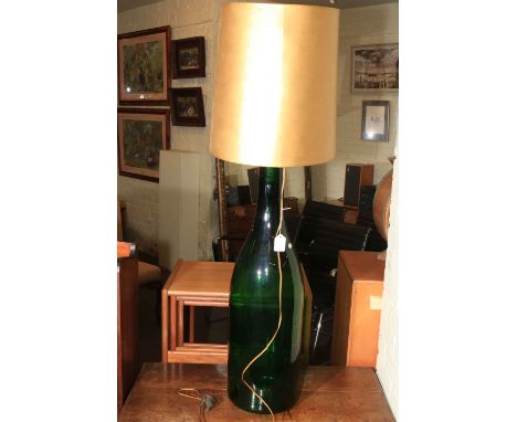 Solomon sized champagne bottle converted to floor lamp, 112cm high.