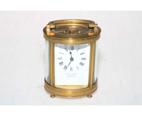 French gilt brass carriage clock retailed by Mappin and Webb