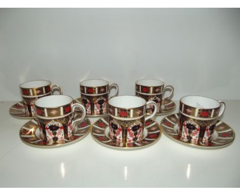 Royal Crown Derby 1128 XLIII Six coffee cups and six saucers (First condition)