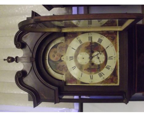 Late 18th/early 19th century mahogany 8 day longcase clock by J Kent, Manchester, swan neck pediment with urn finial, the hoo