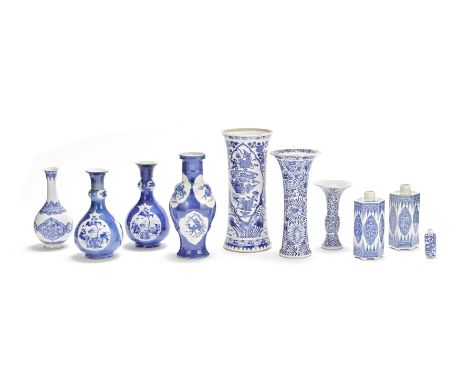A varied collection of blue and white vasesKangxi to Late Qing DynastyComprising a beaker painted with ogival medallions of f