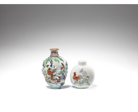 Two famille-rose snuff bottlesDaoguang seal mark and of the period and Qianlong seal mark, late Qing DynastyThe first decorat
