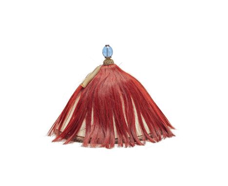 A Chinese official's summer travelling hatLate Qing DynastyThe conical hat mounted with red-died horse hair issuing from a tr