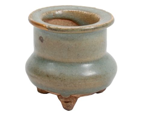 A Jun tripod censer, Song dynasty , the bulbous body raised on three stub feet  A Jun tripod censer,    Song dynasty  , the b