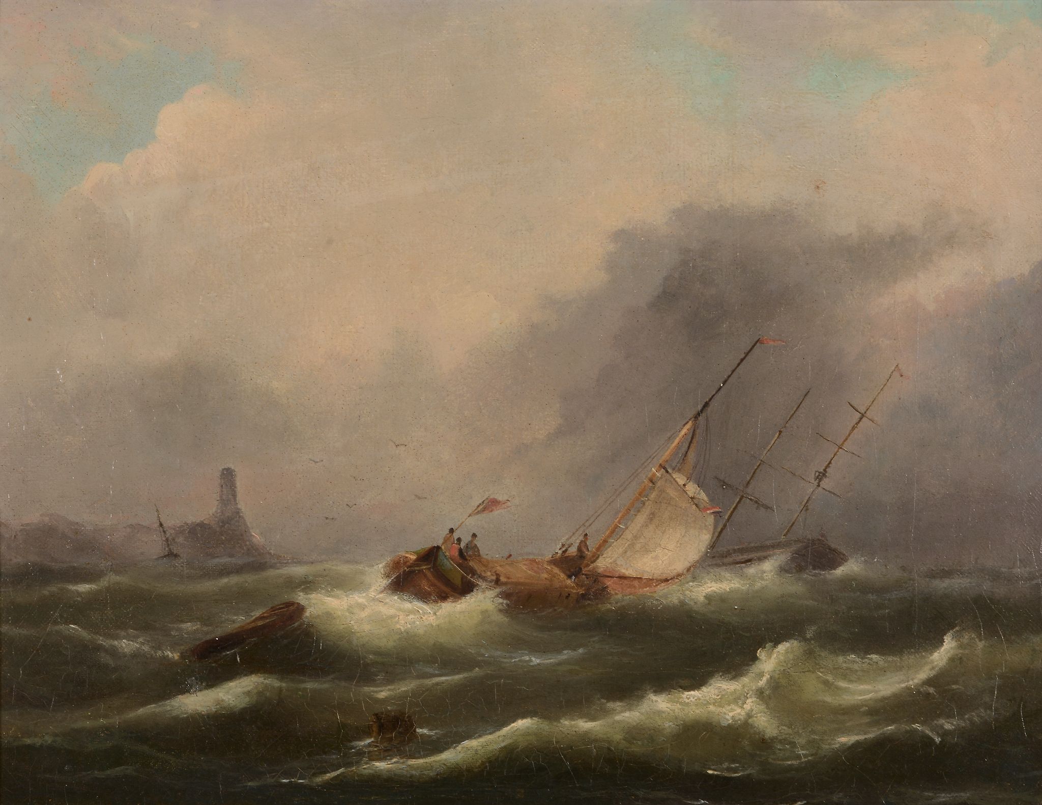 Robert Jobling (1841-1923) - Vessels in a swell off the coast Oil on ...