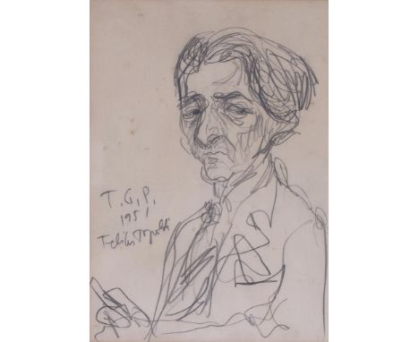 Feliks Topolski (1907-1989) - Portrait of Ronald Duncan; Portrait of Mrs Duncan A pair, charcoal on wove paper Both signed lo