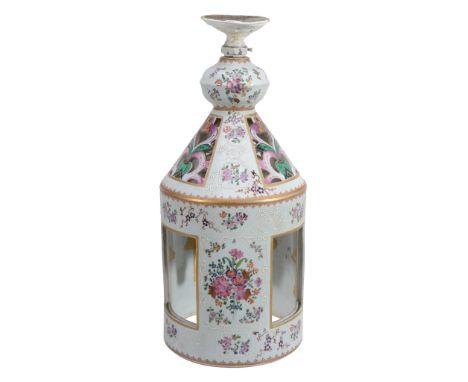 A Chinese Export famille rose porcelain lantern of cilindrical shape A Chinese Export famille rose porcelain lantern of cilin