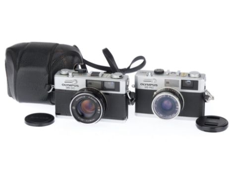 comprising a 35 RC, body VG, shutter works, rangefinder patch works, meter responds to light, with cap, a 35 DC, body G, batt