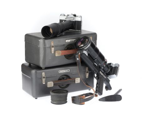 to include a Zenit-ES PhotoSniper Camera, shutter fires both from camera and the "trigger", camera body F-G, with lens a Tair