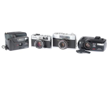 comprising a Hi-Matic 7s II, body G, working, rangefinder works, metering appears to work, an A5, body F-G, shutter works, ra