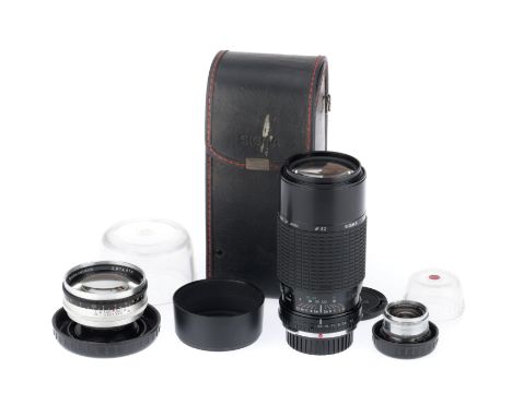 comprising a Rodenstock Retina-Heligon C f/4 80mm, barrel F, optics F with internal dust, in plastic bubble, a Rodenstock Ret