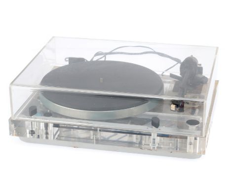 clear acrylic construction, metal base, minor rust visible to front edge, acrylic in good condition, untested, has a U.S. plu