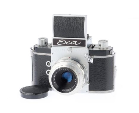 silver, body G, shutter working , with a Ludwig Meritar f/2.9 50mm lens, barrel G, optics F-G with light haze.